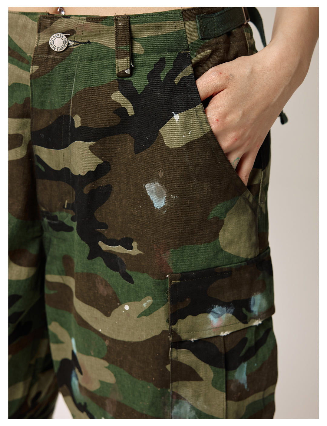 Remedy Paint Stained Camouflage Work Cargo Shorts | Face 3 Face