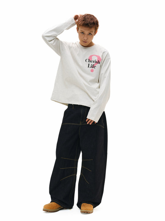 NOVACAM Question Mark Print Long Sleeve Tee | Face 3 Face