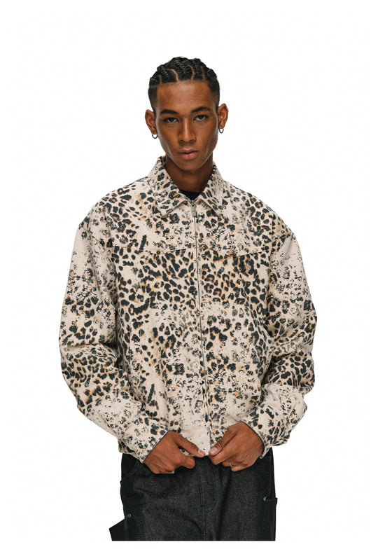 ANTIDOTE Leopard Washed Work Jacket | Face 3 Face