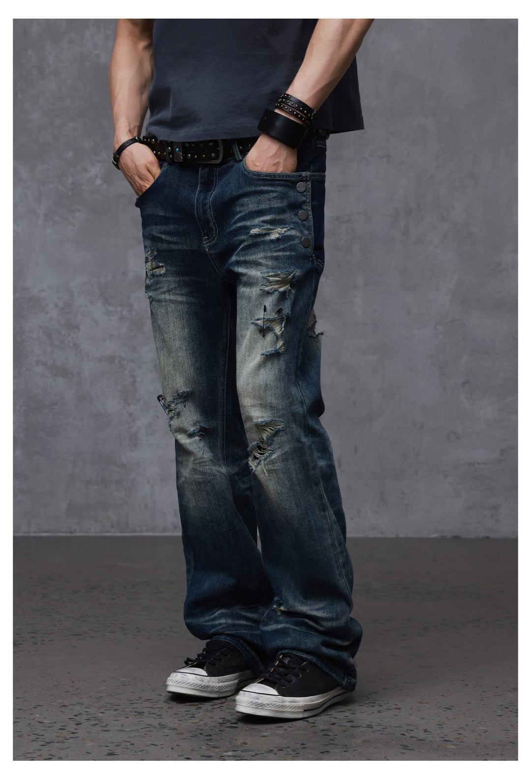 ANTIDOTE Stone Washed Ripped 3D Cut Jeans | Face 3 Face