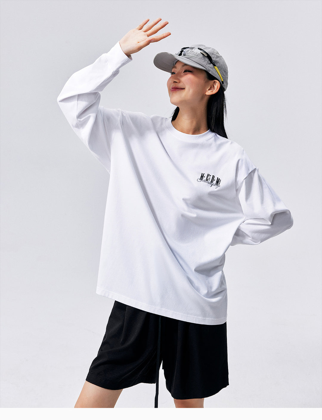 MEDM Logo Embroidered Antibacterial Long Sleeve Tee | Face 3 Face