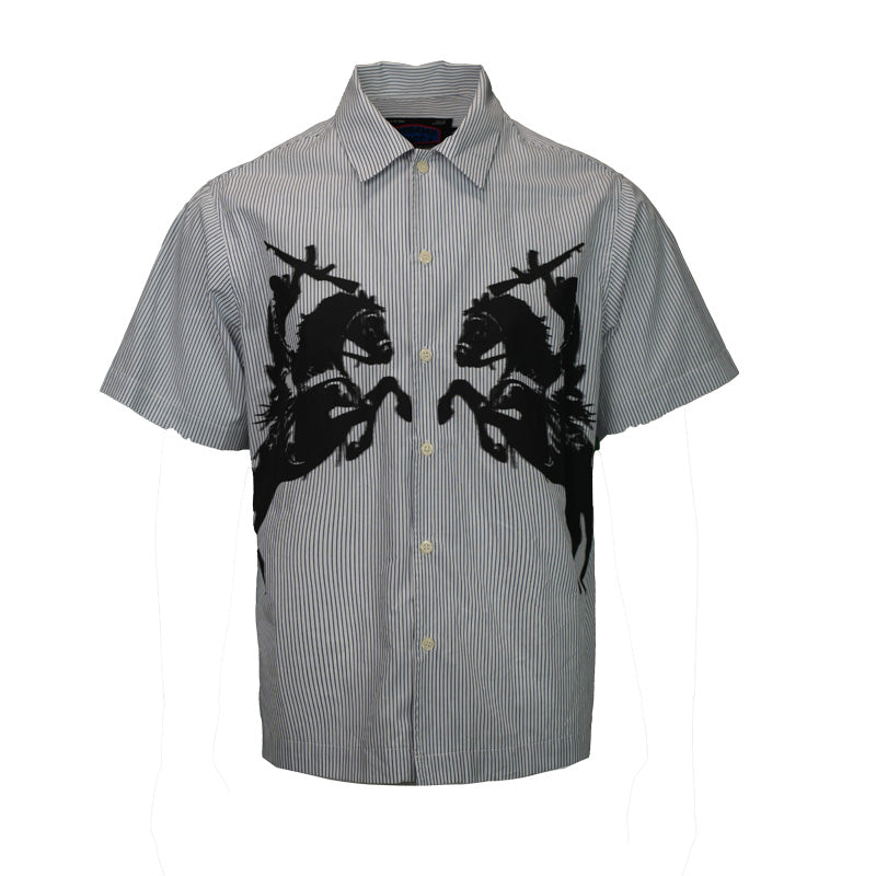 TGFCLUB 223 Print Stripe Short Sleeve Shirt | Face 3 Face