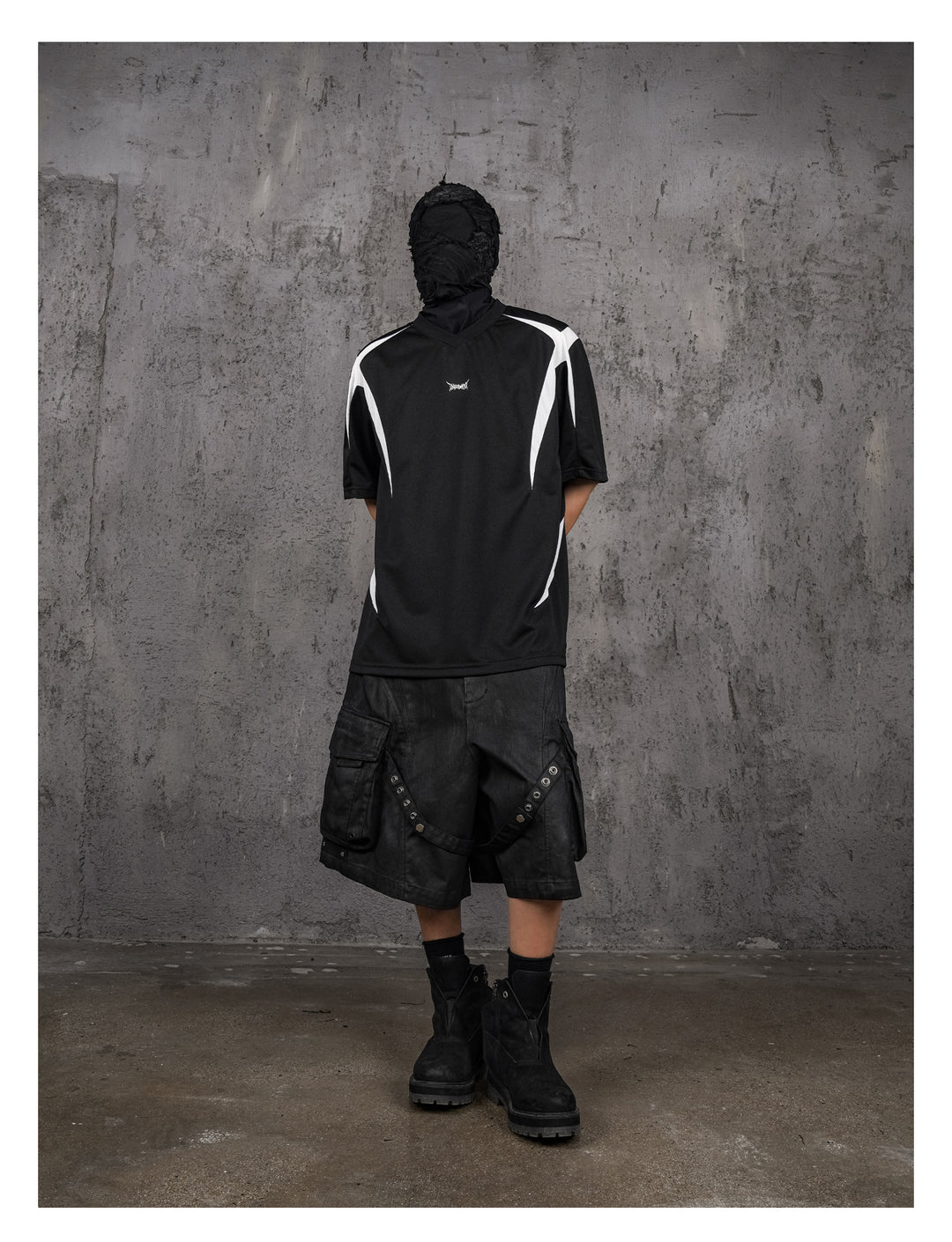 UNDERWATER Black and White Deconstructed Patchwork Embroidered Jersey Tee | Face 3 Face