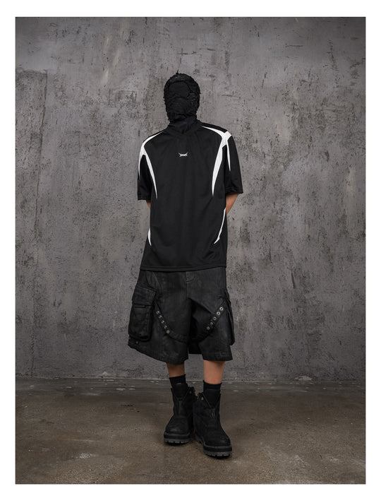 UNDERWATER Black and White Deconstructed Patchwork Embroidered Jersey Tee | Face 3 Face