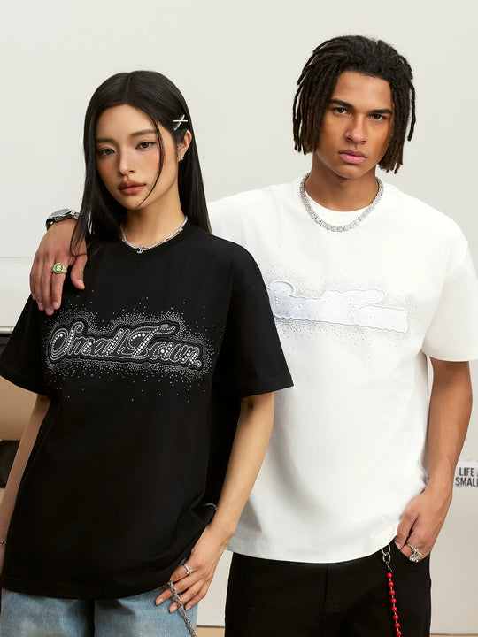 Small Town Kid Pearl and Rhinestone Embroidered Tee | Face 3 Face