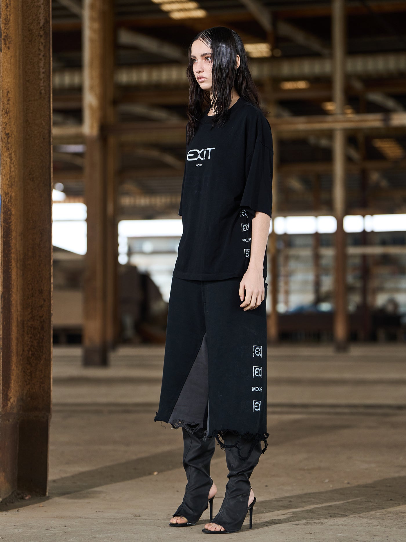 BLIND NO PLAN EXIT MODE Logo Patchwork Washed Sweat Shorts | Face 3 Face