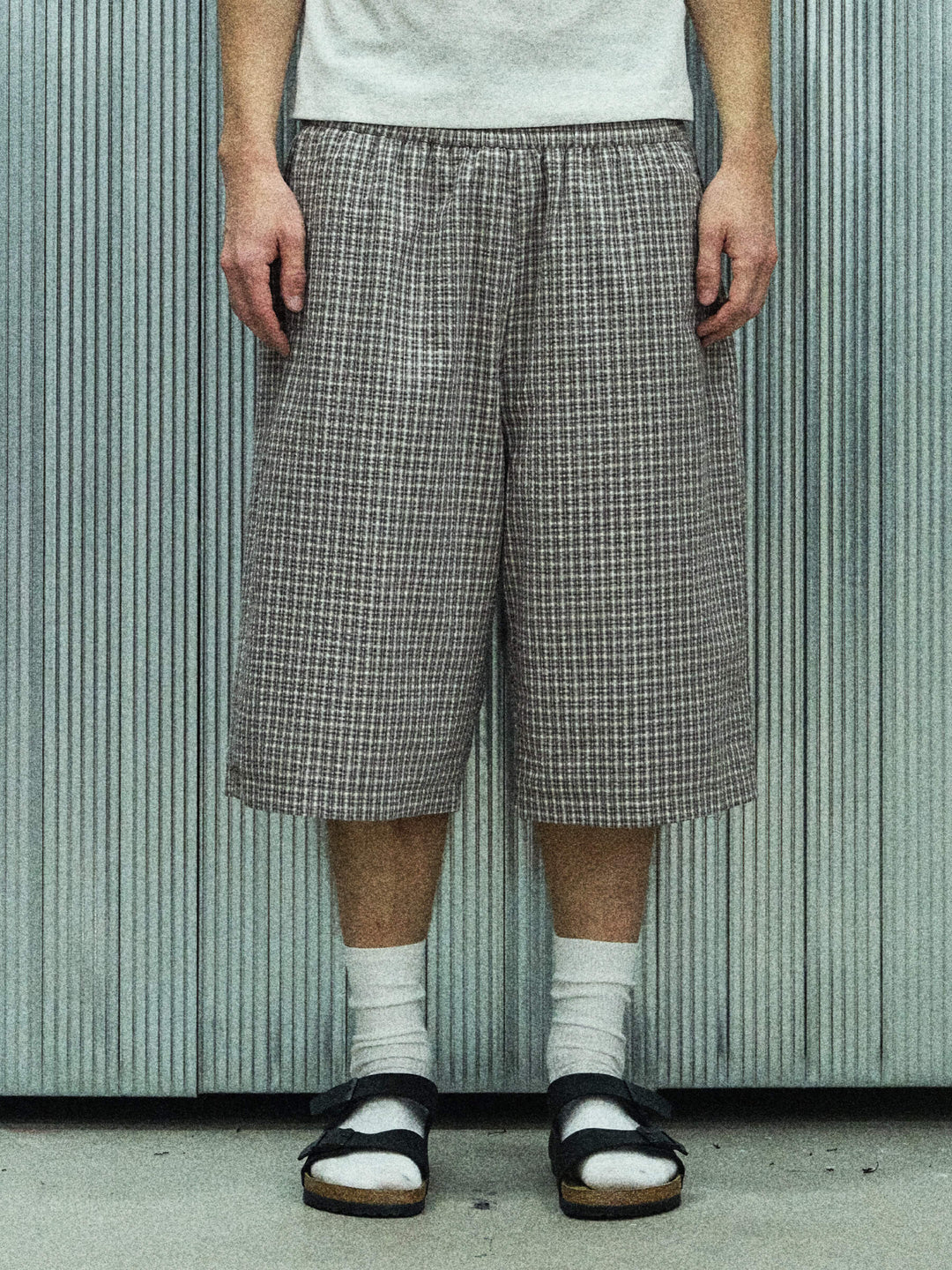 S45 Checkered Seersucker Baggy Shorts