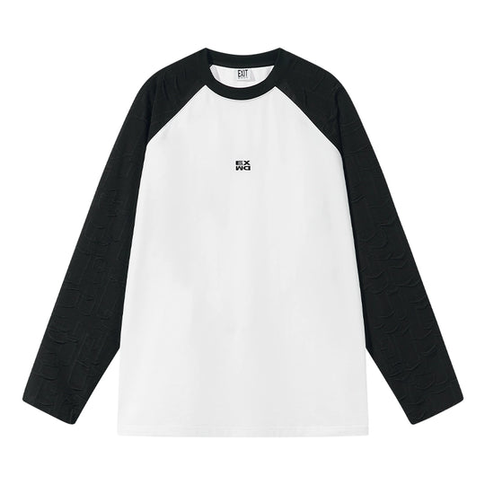 BLIND NO PLAN Contrast Color Embroidered Raglan Long Sleeve Tee | Face 3 Face