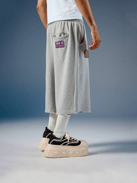 1807 Vintage Number Print Cropped Baggy Sweat Shorts | Face 3 Face