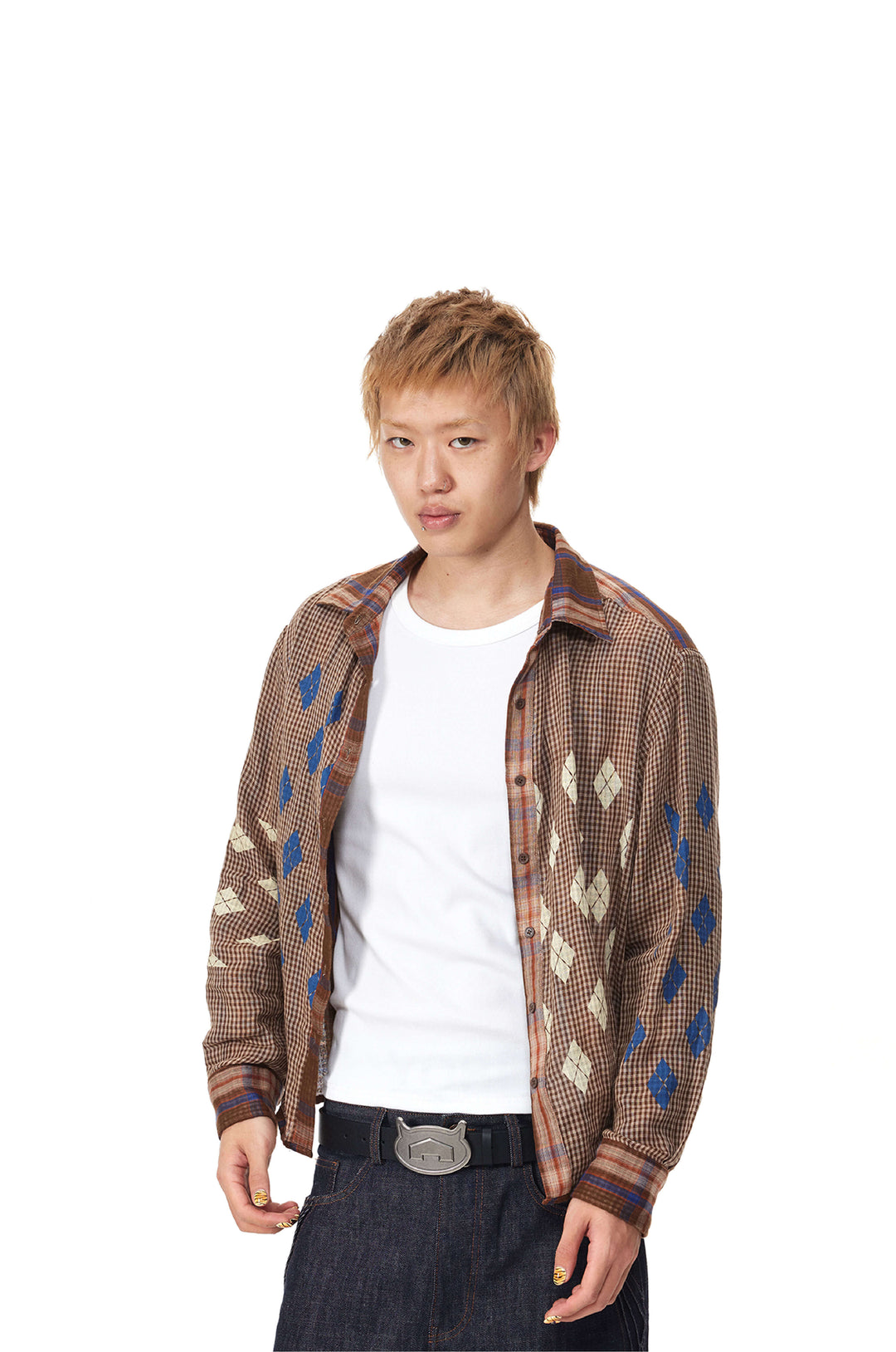 EVILKNIGHT(EK) Reversible Checkered Long Sleeve Shirt | Face 3 Face