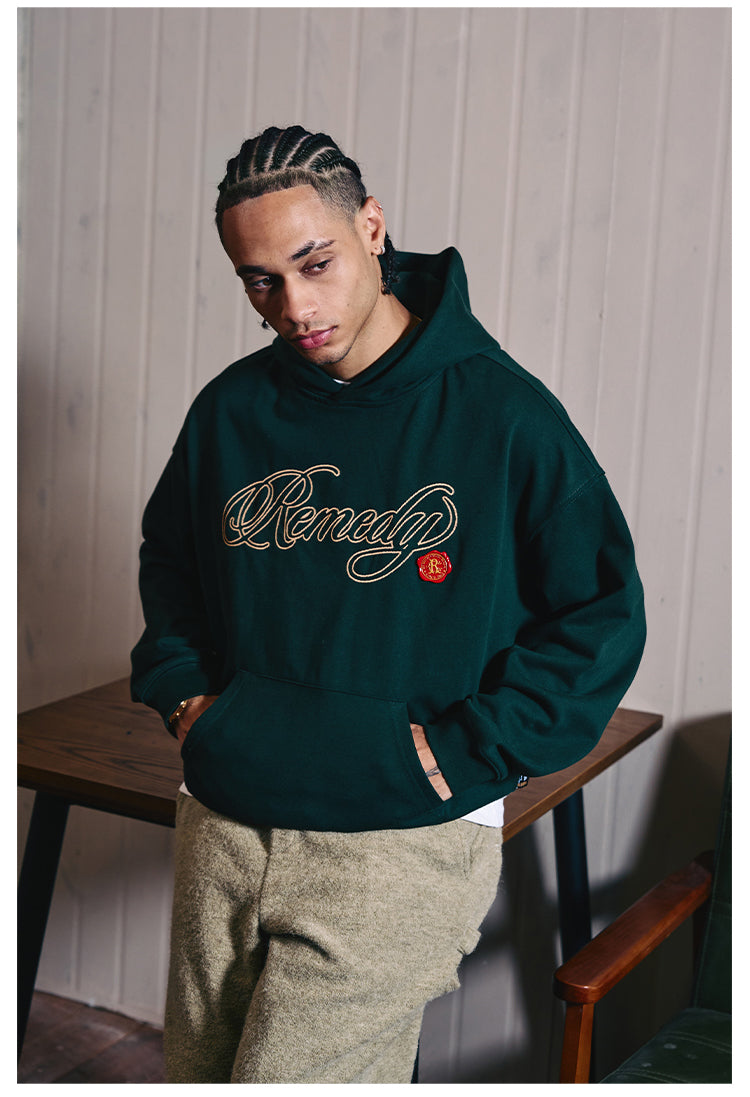 Remedy Metal Wax Seal 3D Logo Embroidered Hoodie | Face 3 Face