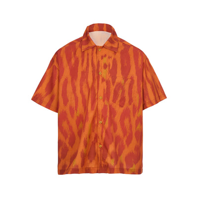 STEEPC Digital Full Print Orange Leopard Cuban Shirt | Face 3 Face