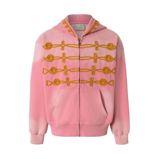 YADcrew Napoleon Rope Stitch Washed Zip Up Hoodie | Face 3 Face