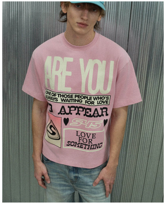 S45 Contrast Color Slogan Print Short Sleeve Tee | Face 3 Face