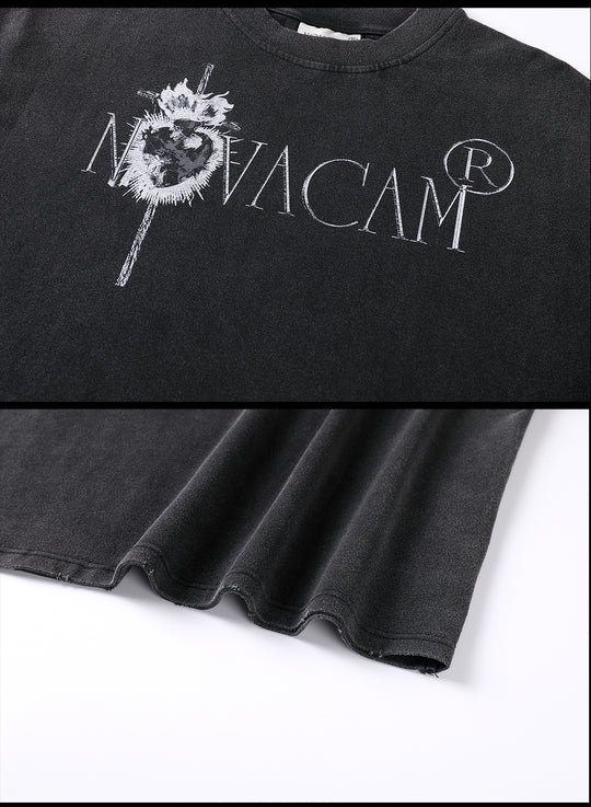 NOVACAM Vintage Frayed Logo Print Backstitch Tee | Face 3 Face