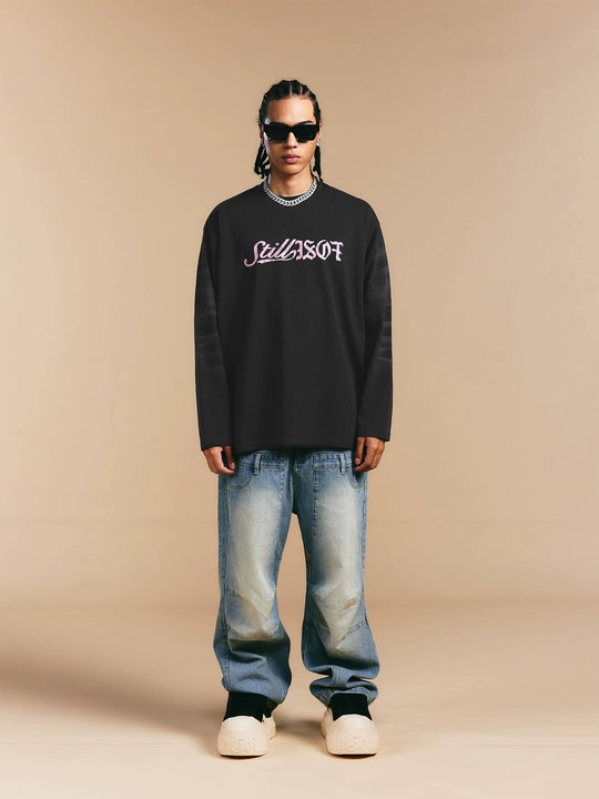 1807 ROLLTHEDICE Vintage Printed Whisker Effect Long Sleeve Tee | Face 3 Face