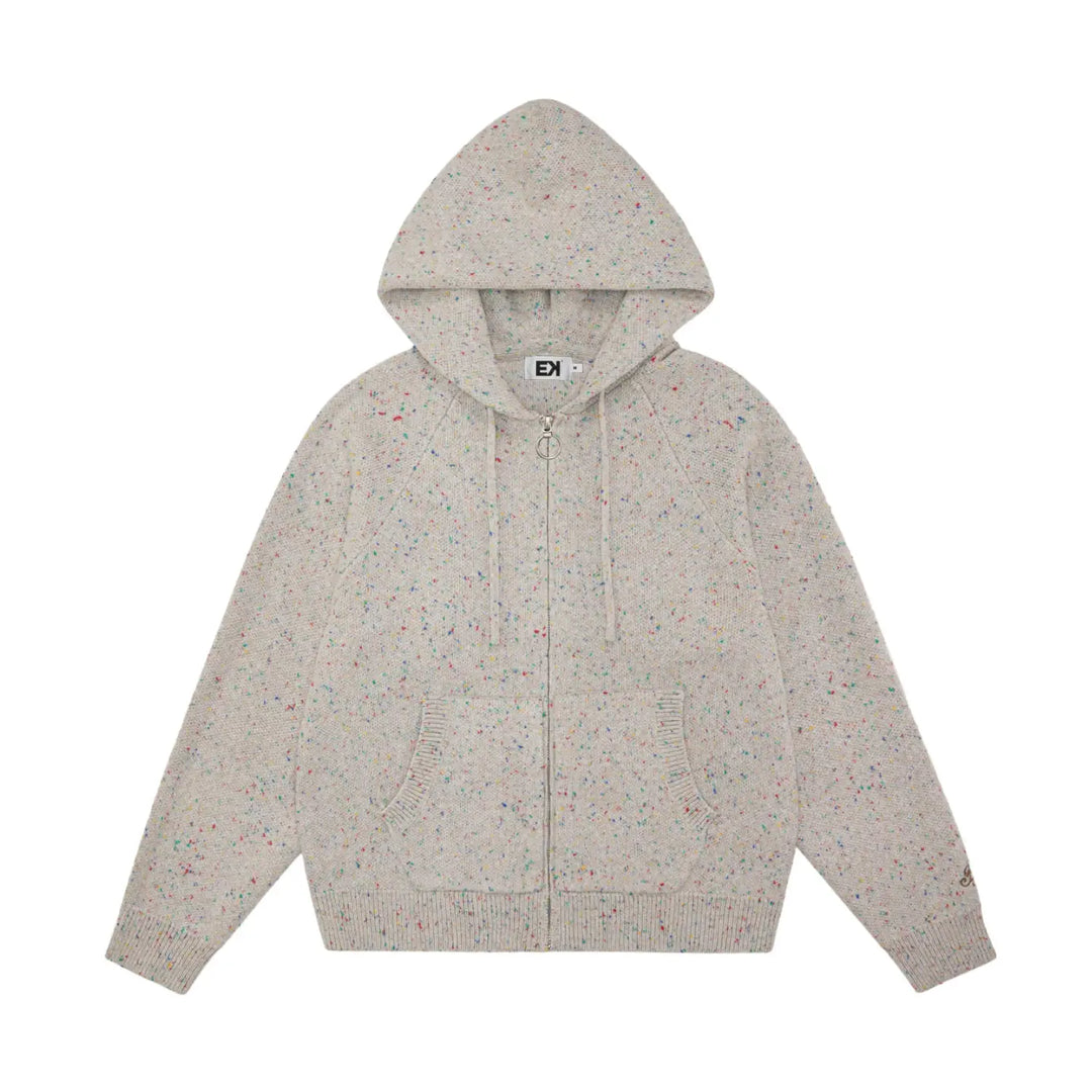 EVILKNIGHT(EK) Speckled Knit Zip Up Hoodie