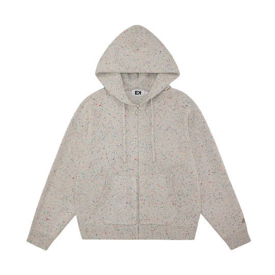 EVILKNIGHT(EK) Speckled Knit Zip Up Hoodie
