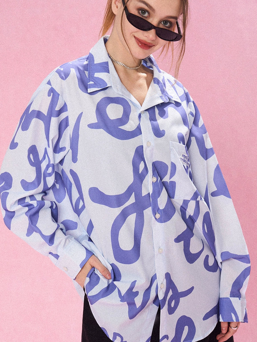 EMPTY REFERENCE Text Full Print Long Sleeve Shirt