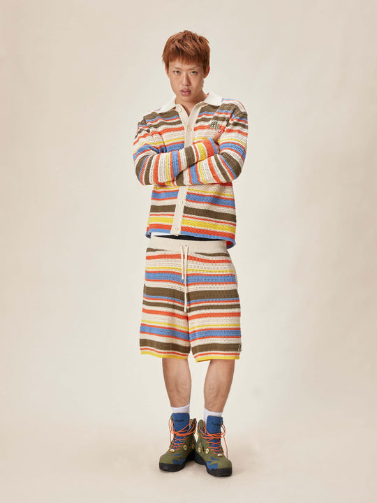 EVILKNIGHT(EK) Multicolor Striped Knit Cardigan