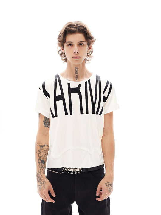 KARMANISTIC Glitter Logo Print Loose Fit Tee | Face 3 Face