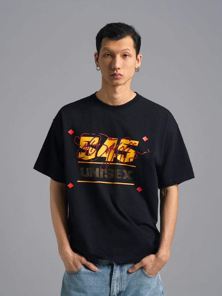 S45 Basic Signature Logo Print Rhinestone Tee | Face 3 Face