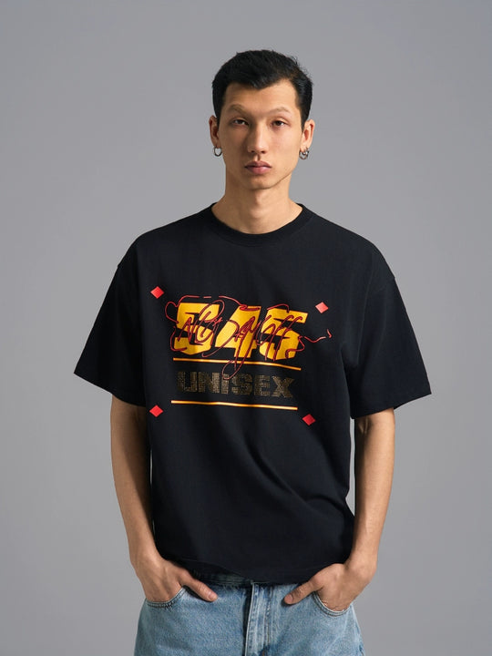 S45 Basic Signature Logo Print Rhinestone Tee | Face 3 Face