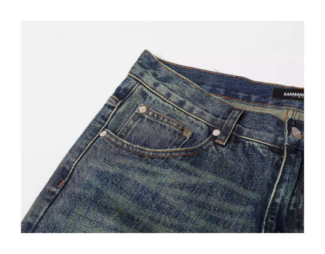 KARMANISTIC Washed Distressed Rhinestone Baggy Jeans | Face 3 Face