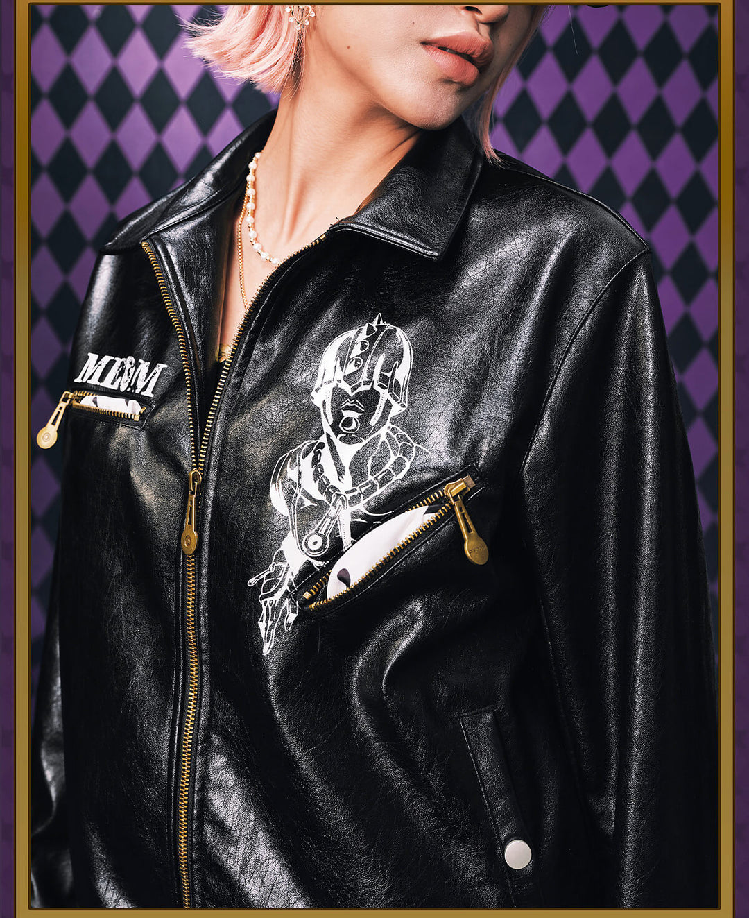 MEDM × JOJO PU Leather Biker Jacket | Face 3 Face