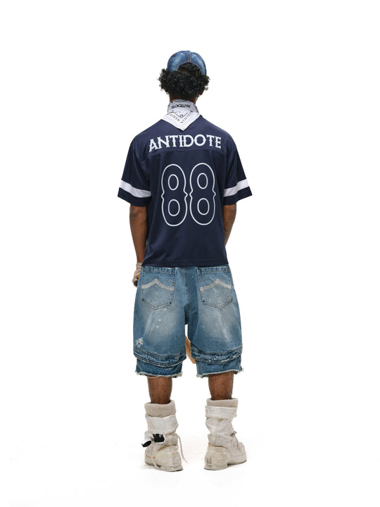 ANTIDOTE Mesh Patchwork V-Neck Jersey Tee | Face 3 Face