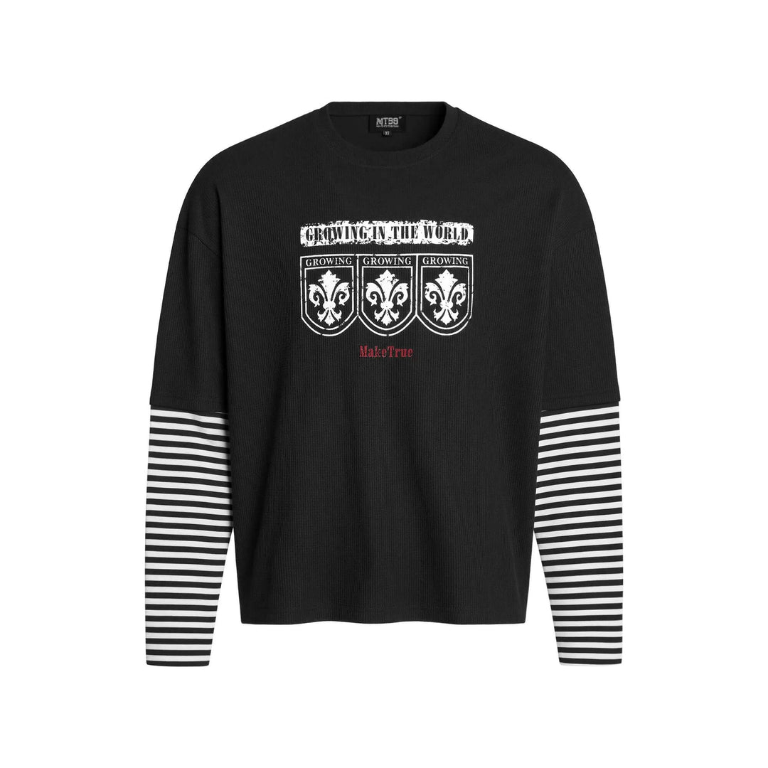 F3F Select Layered Stripe Long Sleeve Waffle Tee | Face 3 Face