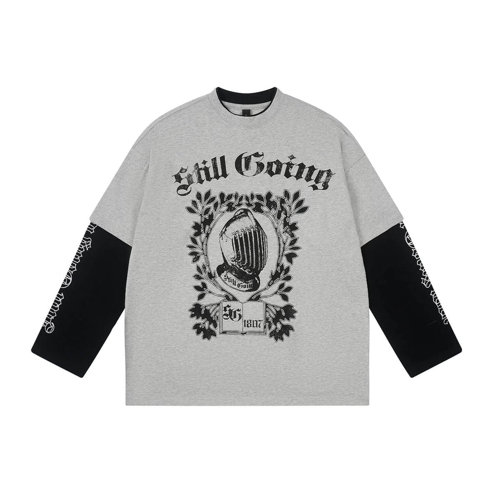 1807 STILLGOING Vintage Printed Layered Long Sleeve Tee | Face 3 Face