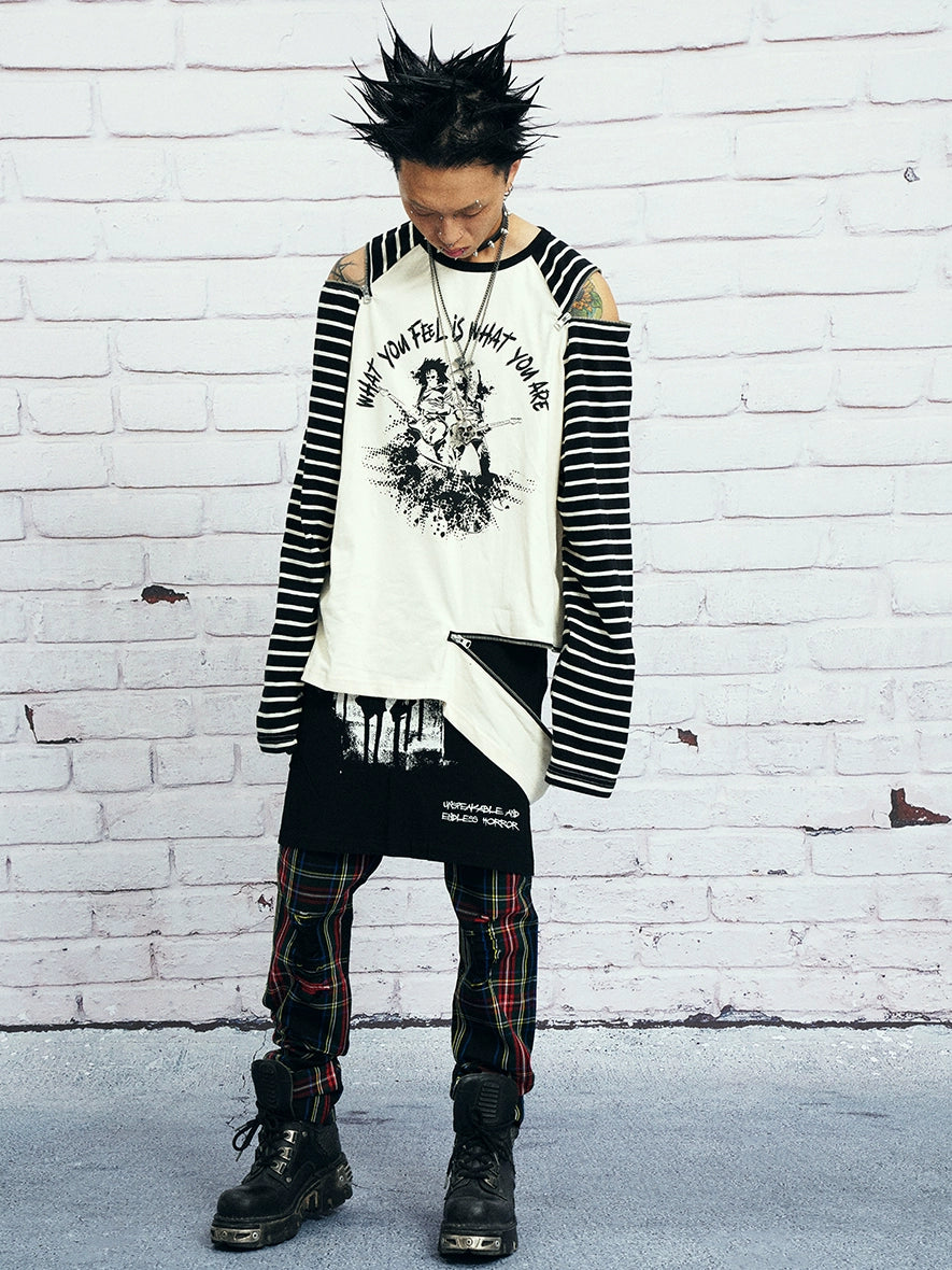 VENTUREK Multi Zipper Stripe Sleeve Raglan Long Sleeve Tee | Face 3 Face