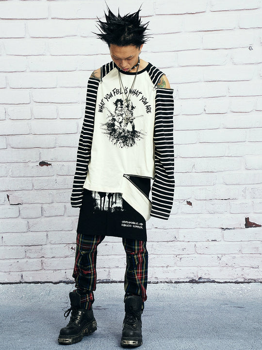 VENTUREK Multi Zipper Stripe Sleeve Raglan Long Sleeve Tee | Face 3 Face