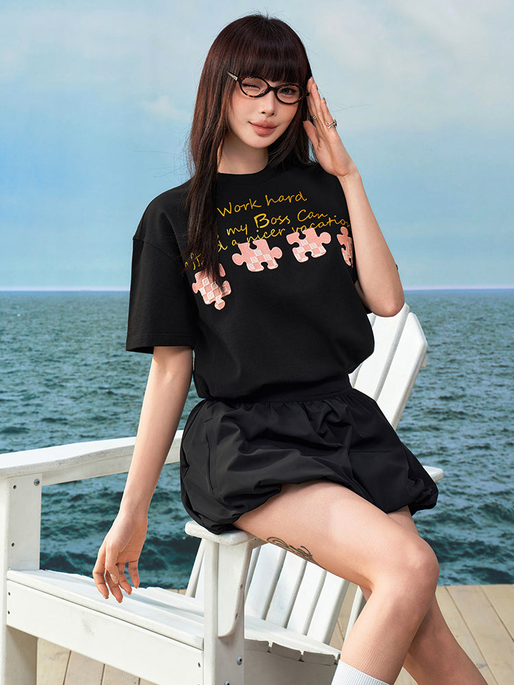 YADcrew Puzzle Checkerboard 3D Embroidered Tee | Face 3 Face