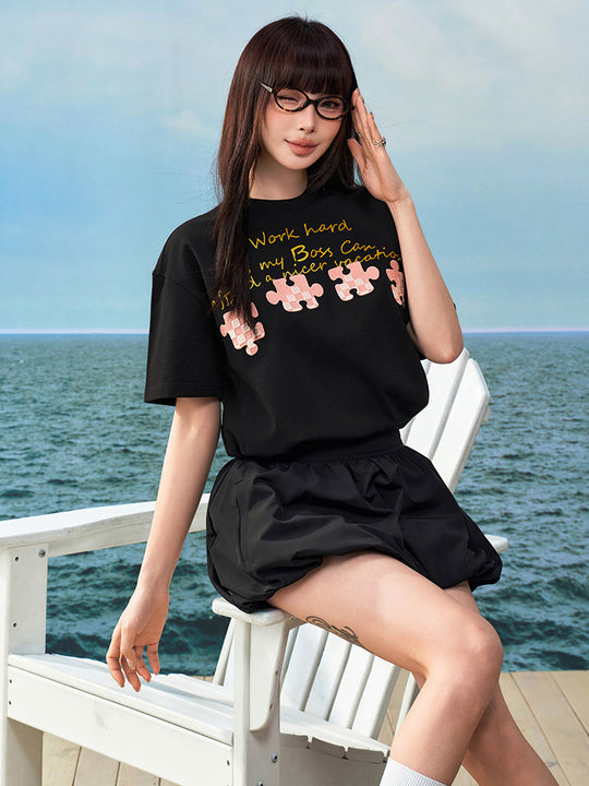 YADcrew Puzzle Checkerboard 3D Embroidered Tee | Face 3 Face