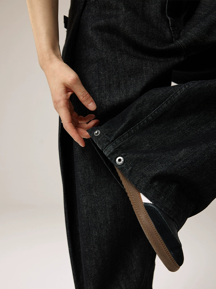 Remedy Waist Button Black Baggy Jeans | Face 3 Face