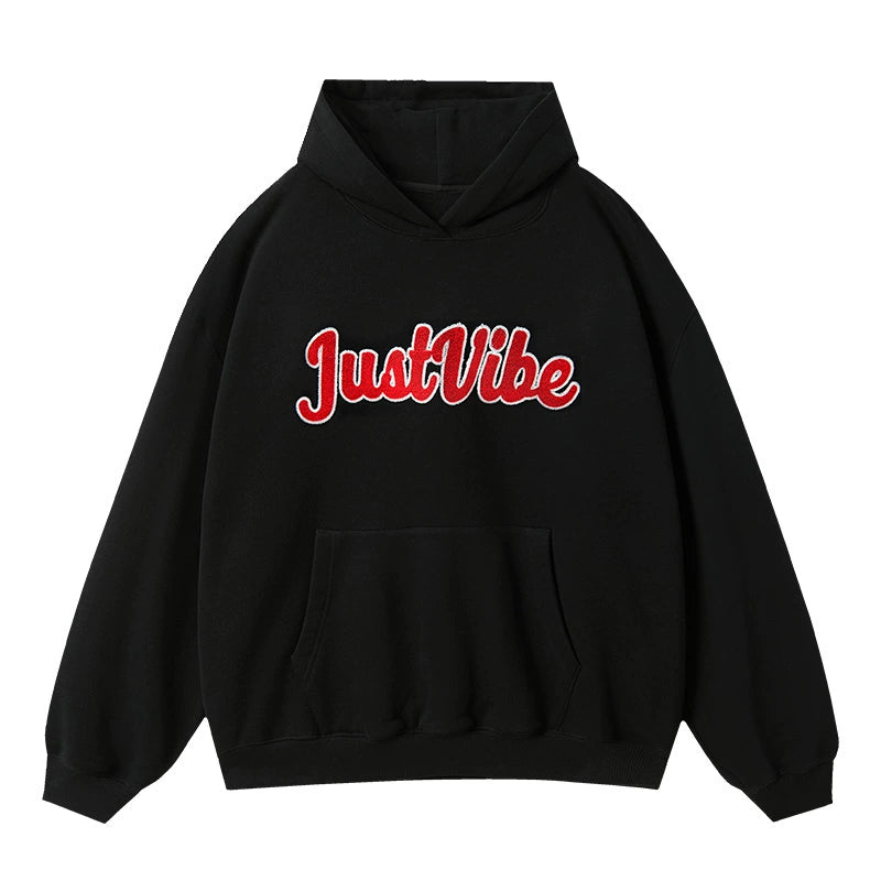 JUST VIBE Terry Embroidered Logo Hoodie | Face 3 Face