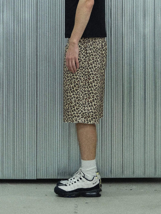 S45 Leopard Print Cutoff Sweat Shorts
