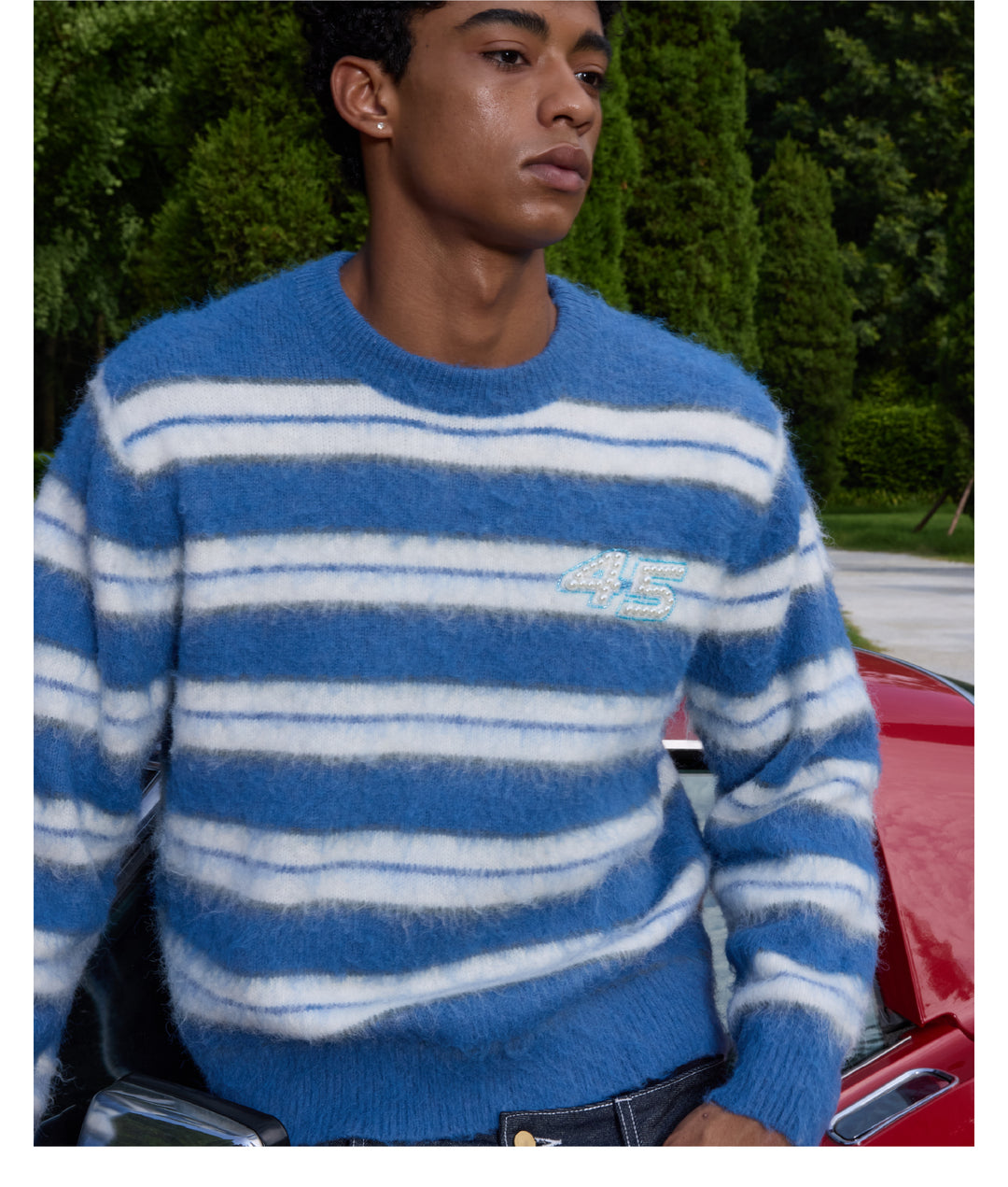 S45 Striped Pearl Brushed Knit Sweater | Face 3 Face