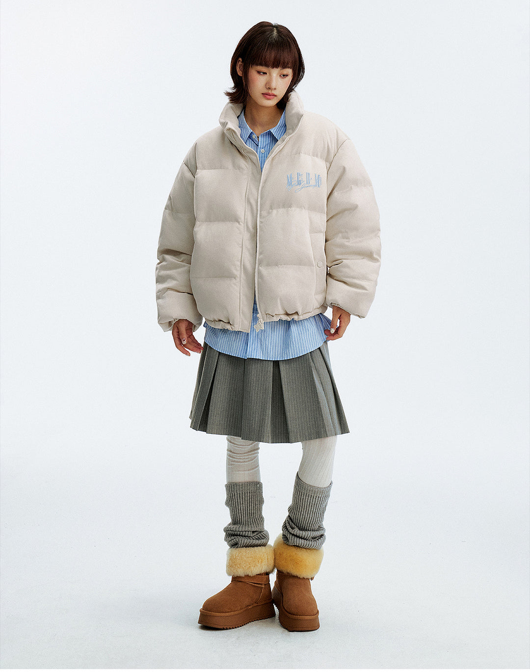 MEDM Suede 3D Embroidered Down Jacket | Face 3 Face