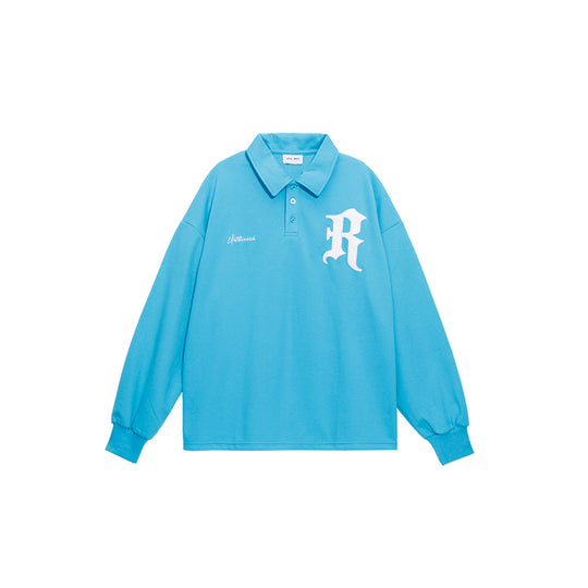 UNTILWERICH Patchwork Leather Embroidery Long Sleeve Polo | Face 3 Face