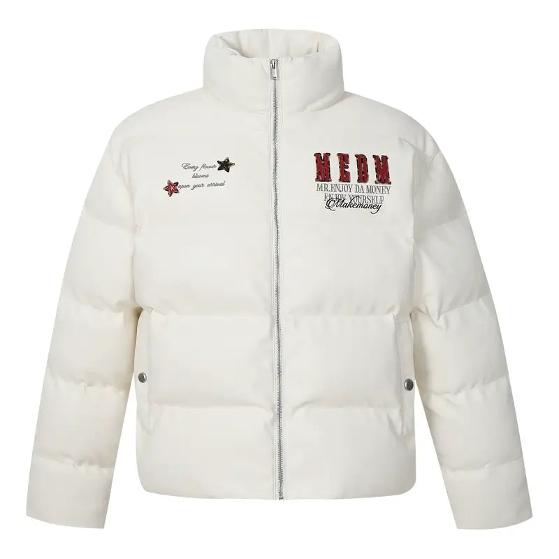 MEDM Leopard Patch PU Leather Puffer Jacket | Face 3 Face