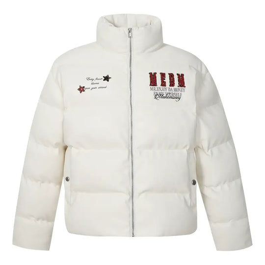 MEDM Leopard Patch PU Leather Puffer Jacket | Face 3 Face