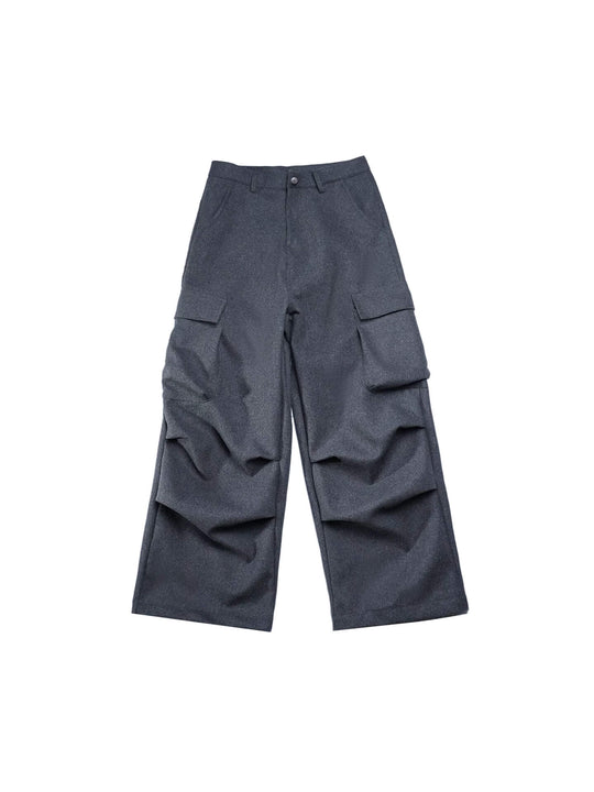 LIBERAFIT Wool Blend 3D Flap Pocket Baggy Cargo Pants | Face 3 Face