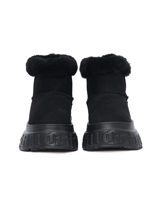 1807 INF-010 Gothic Black Chunky Platform Shearling Boots | Face 3 Face