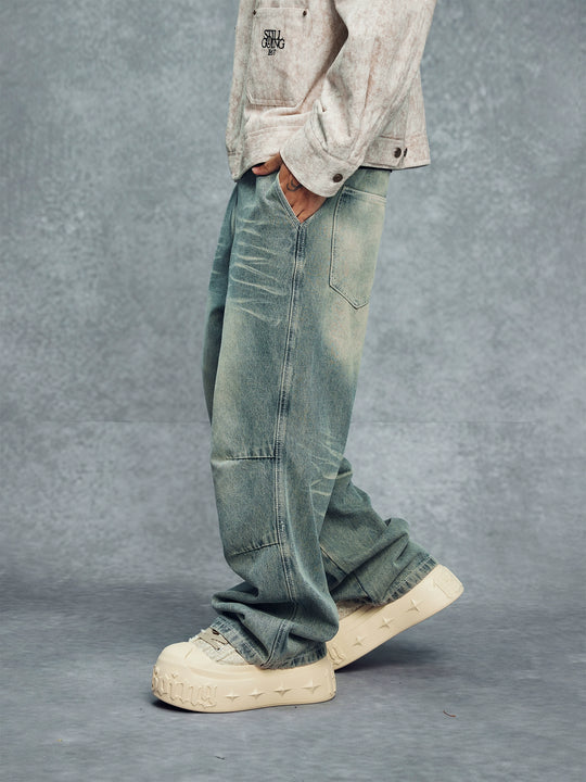 1807 3D Knee Stitch Washed Jeans | Face 3 Face