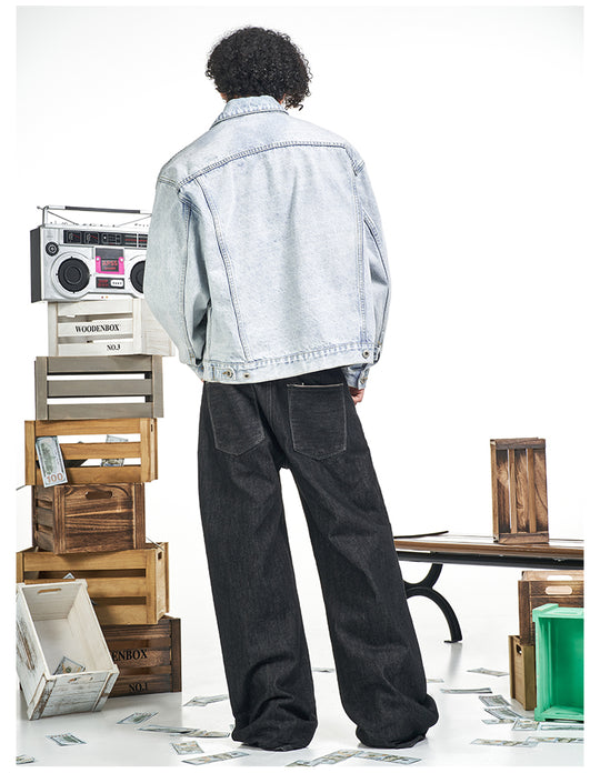 F3F Select Heavily Washed Light Blue Denim Jacket | Face 3 Face