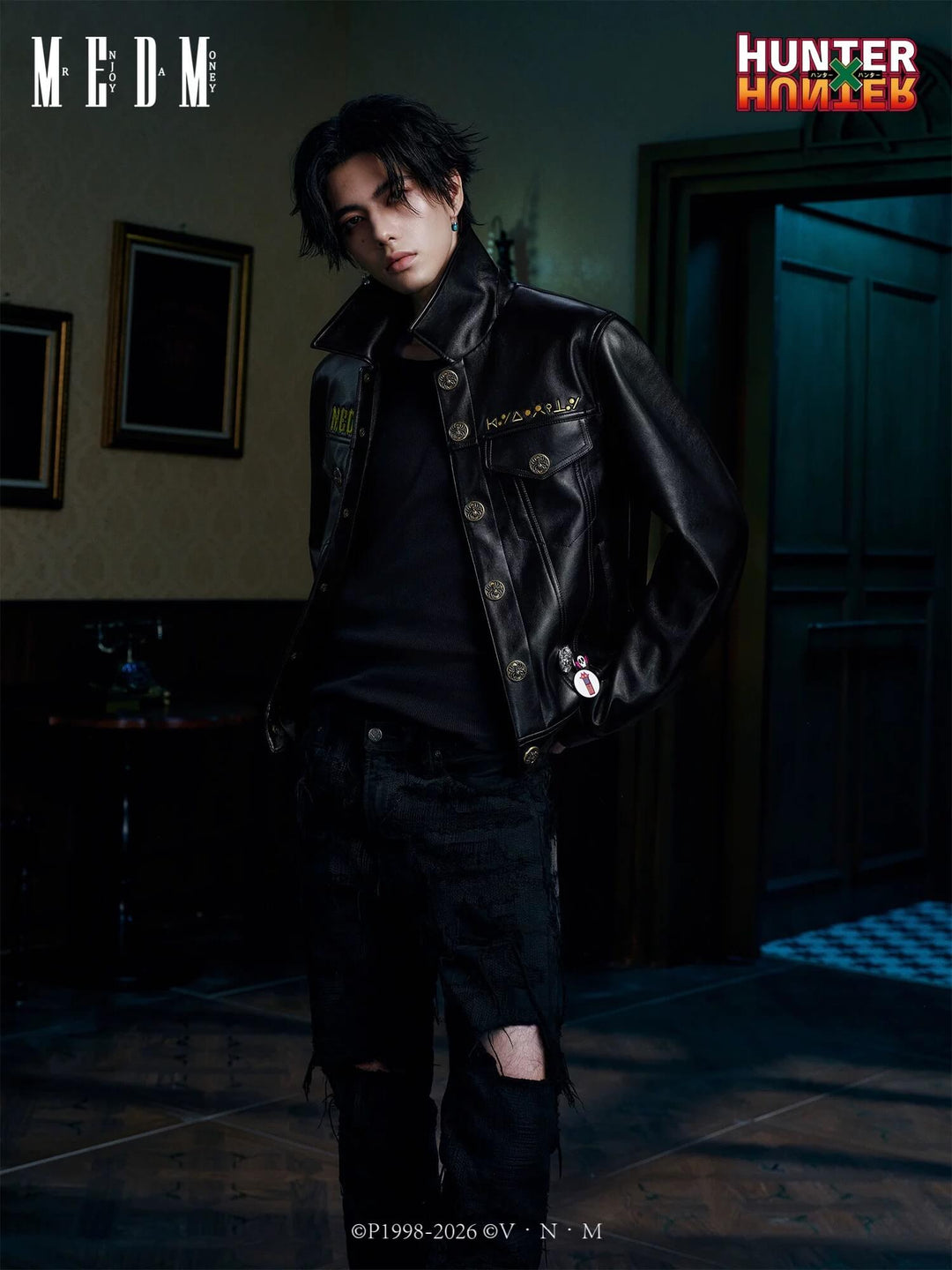 MEDM × HUNTER×HUNTER Phantom Troupe Spider Patch PU Leather Jacket