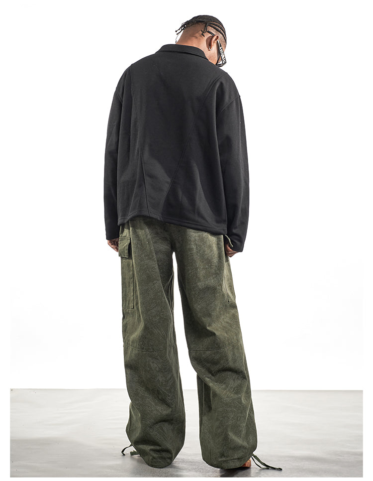 F3F Select Marble Print Drawstring Baggy Cargo Pants | Face 3 Face